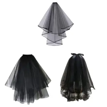 Schwarzer Spitzens ch leier trend iger Hochzeits schleier für Brautjungfer Verlobung Braut dusche