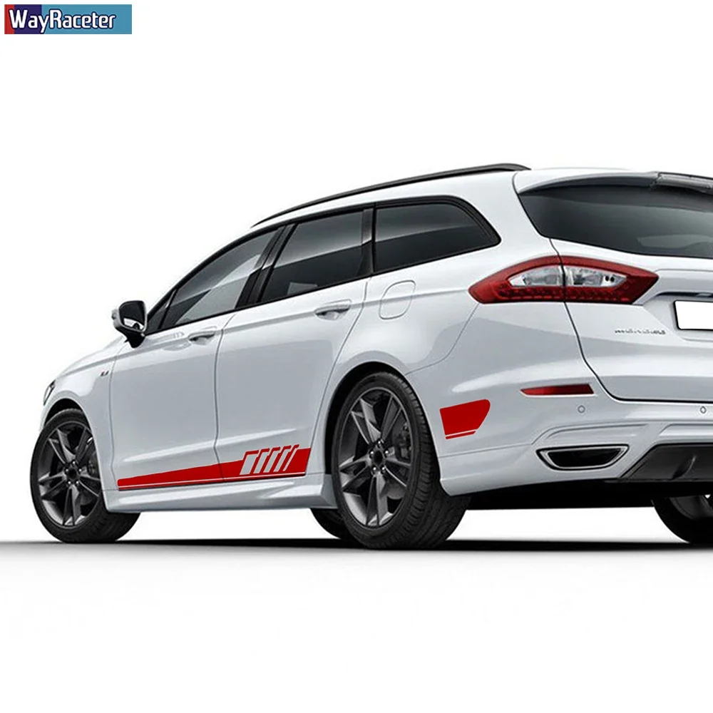 2 Pcs 5D Carbon Fiber Vinyl Side Stripes Skirt Sticker Body Decal For MK3 MK4 MK5 Fusion Accessories