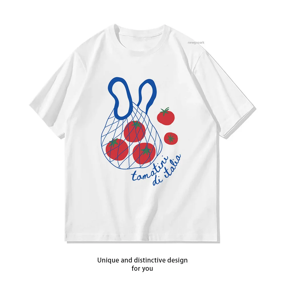 Italian Tomato Retro Farmers Market Pomodoro T-shirt Woman Man Summer Cotton Graphic T Shirts Adult O-neck Camisetas Tops Tee