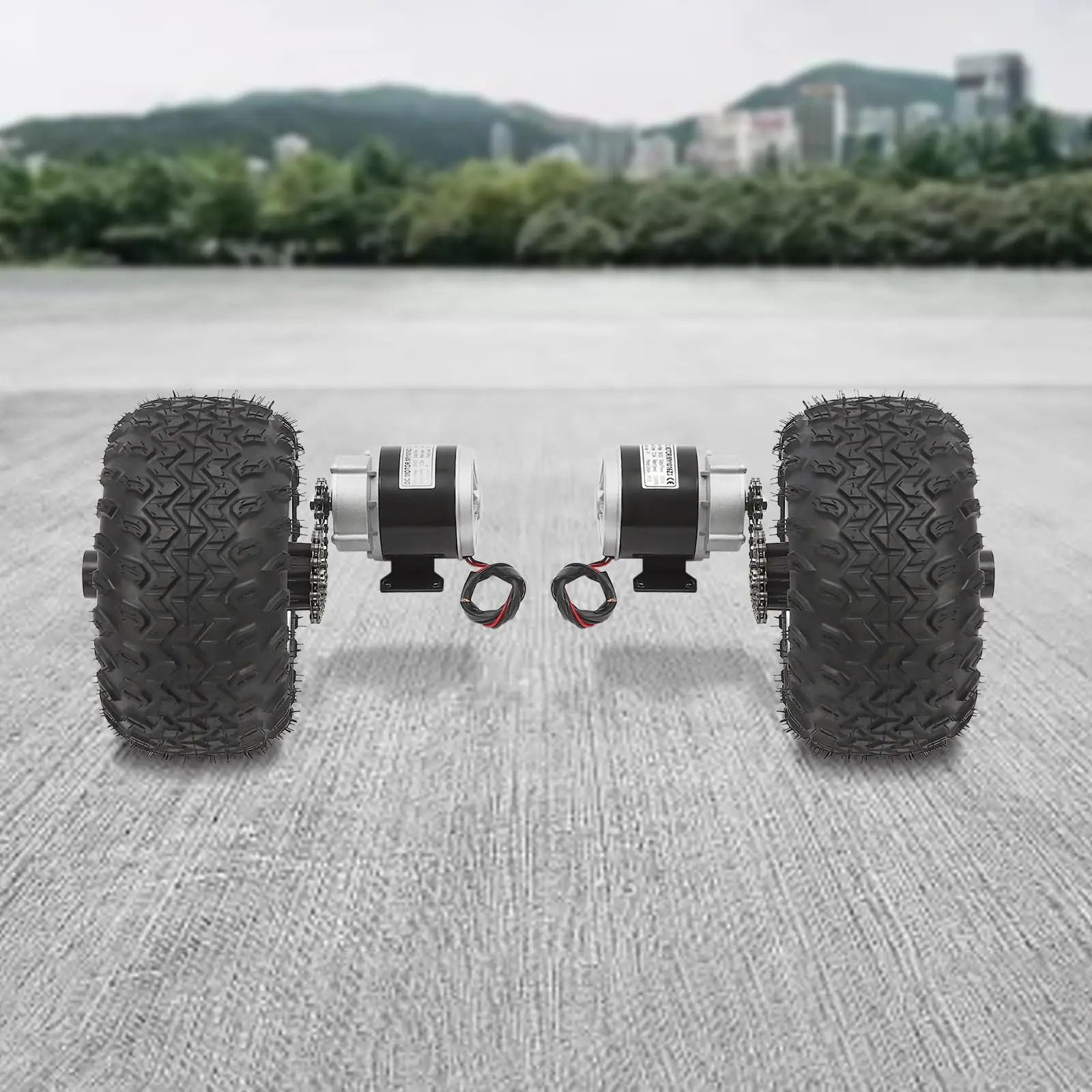 Kit di conversione scooter carrello, kit di conversione ruota pneumatica motrice 36V 350W Set ruota doppia elettrica Azionamento motore velocità 6,21Mph