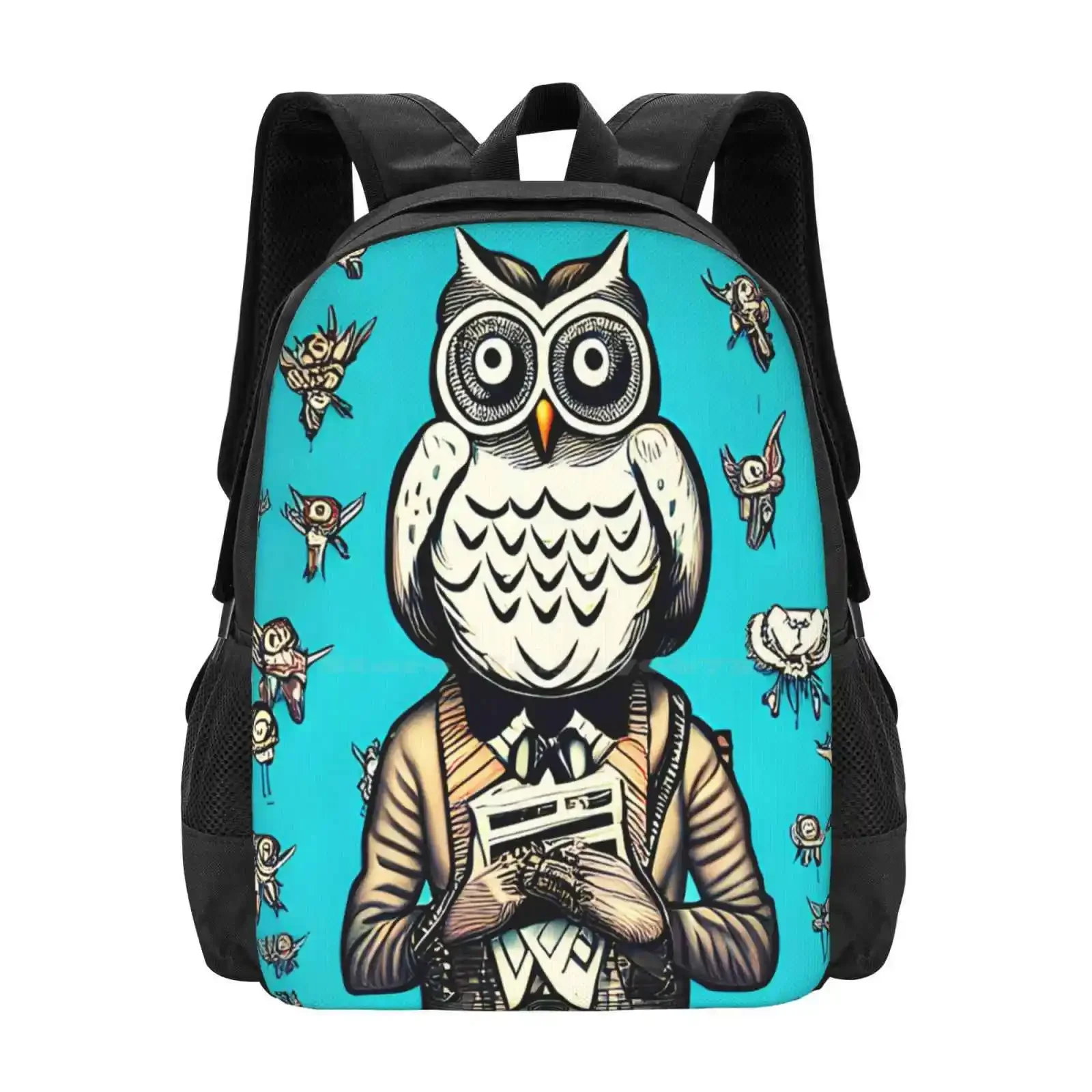 

Comic Man With Owl Hot Sale Schoolbag Backpack Fashion Bags Uhu Newspaper Funny Humor Cute Cartoon Comic Sweet Vintage Retro
