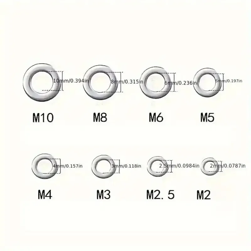 180-Piece Flat Washer Set, Size M2-M10 Easy To Install, Suitable for Home Improvement/store/outdoor Work