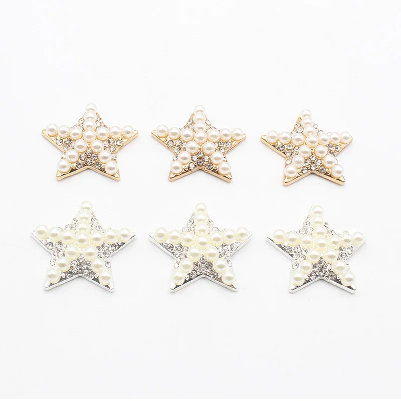 5pcs30mm Starfish Diamond Pearl Alloy Button DIY Clothing Handicraft Decoration Accessories