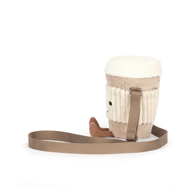 กระเป๋าสะพายข้างลายแก้วกาแฟสุดน่ารัก - กระเป๋าสะพายข้างตุ๊กตาขนนุ่มน้ำหนักเบาและเก็บความร้อนได้ดี ของขวัญเซอร์ไพรส์ กระเป๋าสะพายไหล่สำหรับกิจกรรมกลางแจ้ง