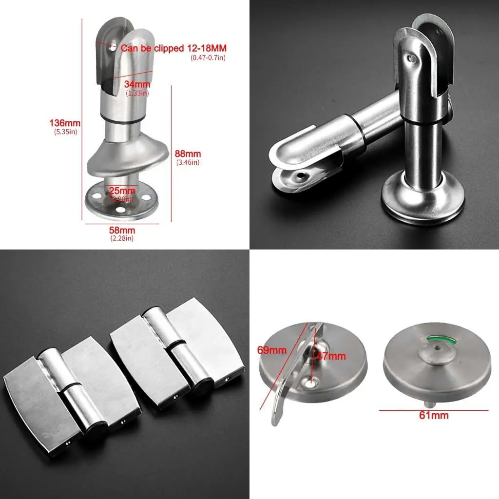 

652F Stainless Steel Bathroom Partition Hardware Restroom Hinges Door Lock