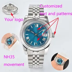 Customized men's luxury NH35 watch mechanical automatic watch 10Bars automatic date sapphire corgeut watch reloj hombre