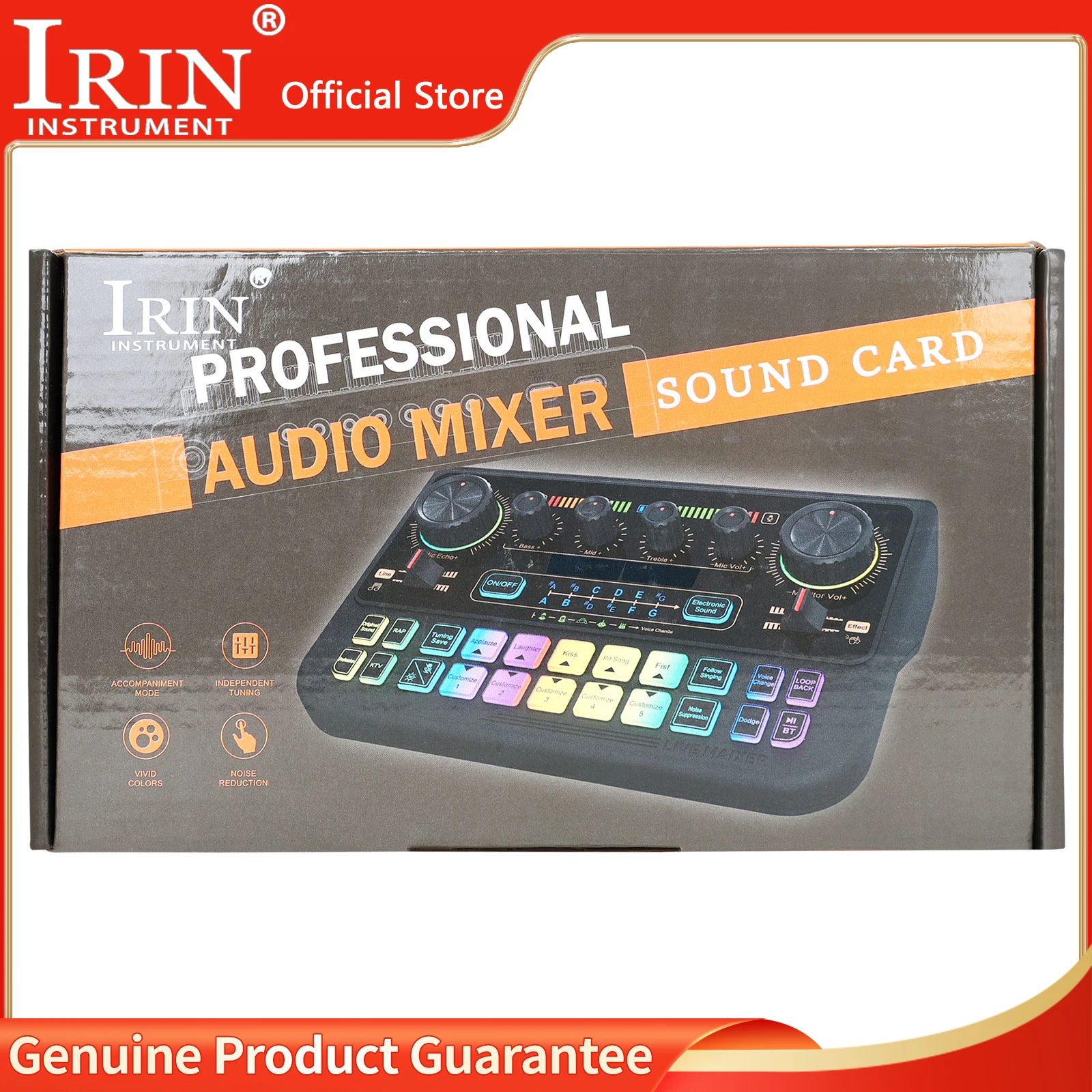 IRIN Audio Mixer Live Sound Card SX11 for Podcast Gaming Karaoke Music Recording Equipment Live Streaming Audio Mixer Sound Card