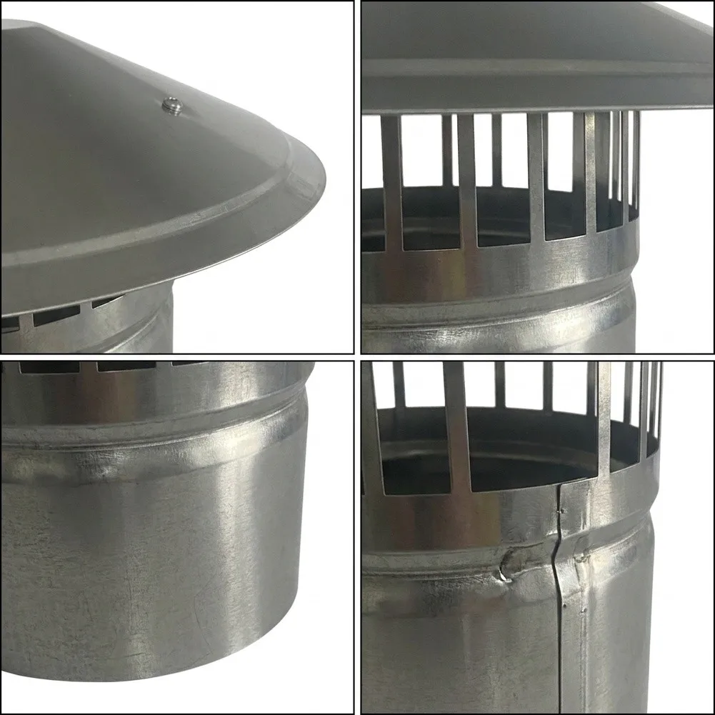 Stainless Steel Chimney Cap 60mm Inner Diameter 63mm Outer Weatherproof Umbrella Design For Range Hood For Exhaust Pipe