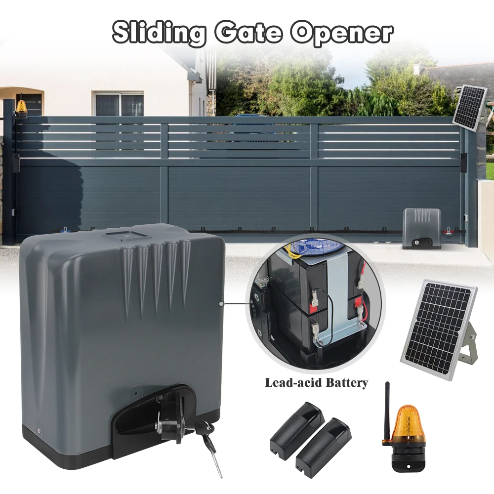 Motor Door Operator System, 1000kg DC 24V, Sliding Gate Built with Batteries, Hot Selling