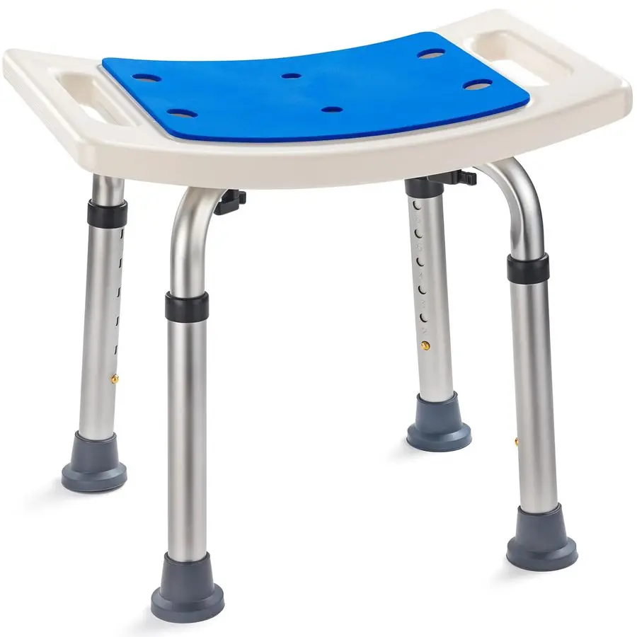 

Стул для душа Dr.Kays для использования в ванной комнате, выдерживающий нагрузку до 350 фунтов, с регулируемой высотой, портативный, усиленный, с мягким сиденьем.