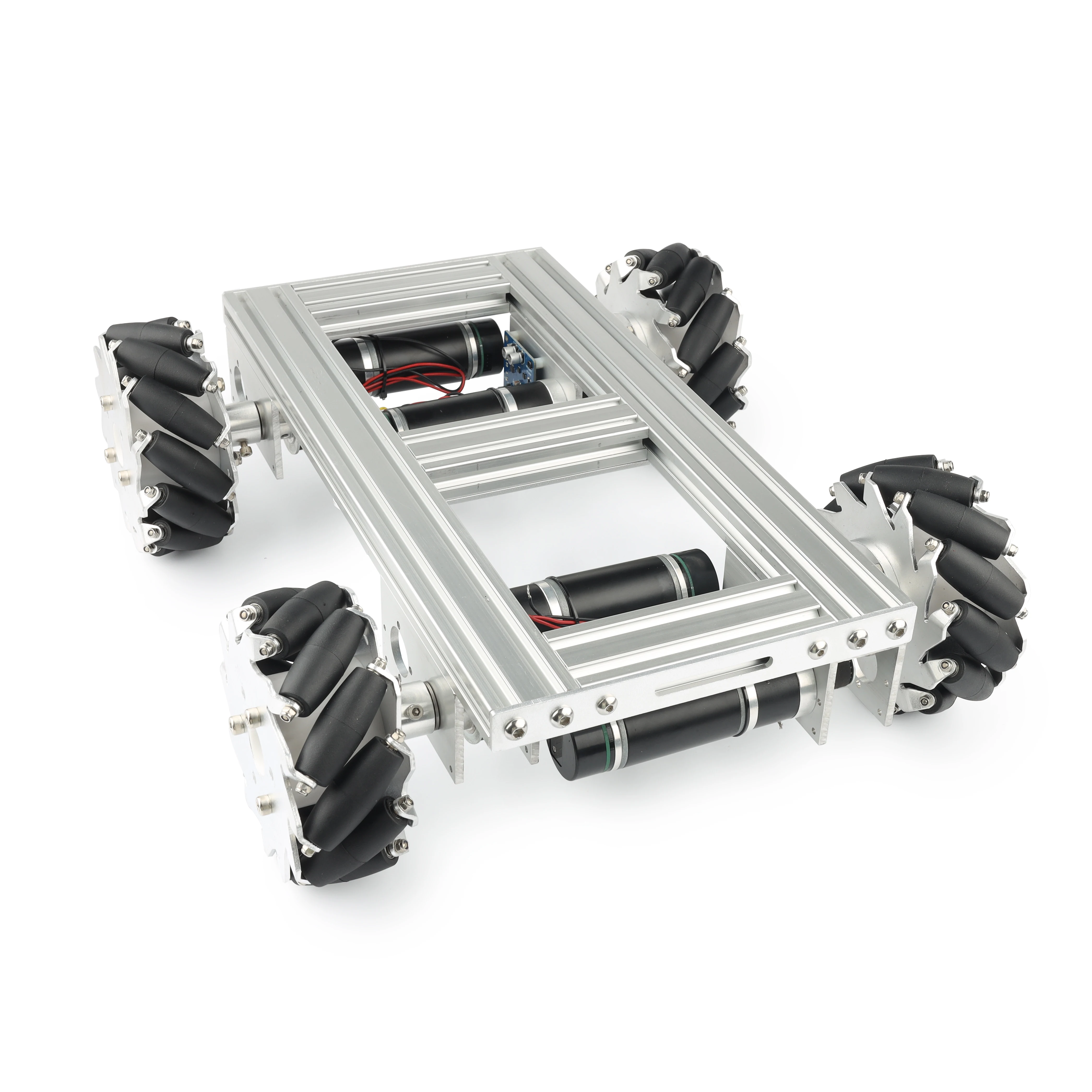 

35kg Heavy-Duty 4WD Mecanum Wheel Trolley Omnidirectional Mobile Robot with Motor Metal Chassis for Research Programmable Robot