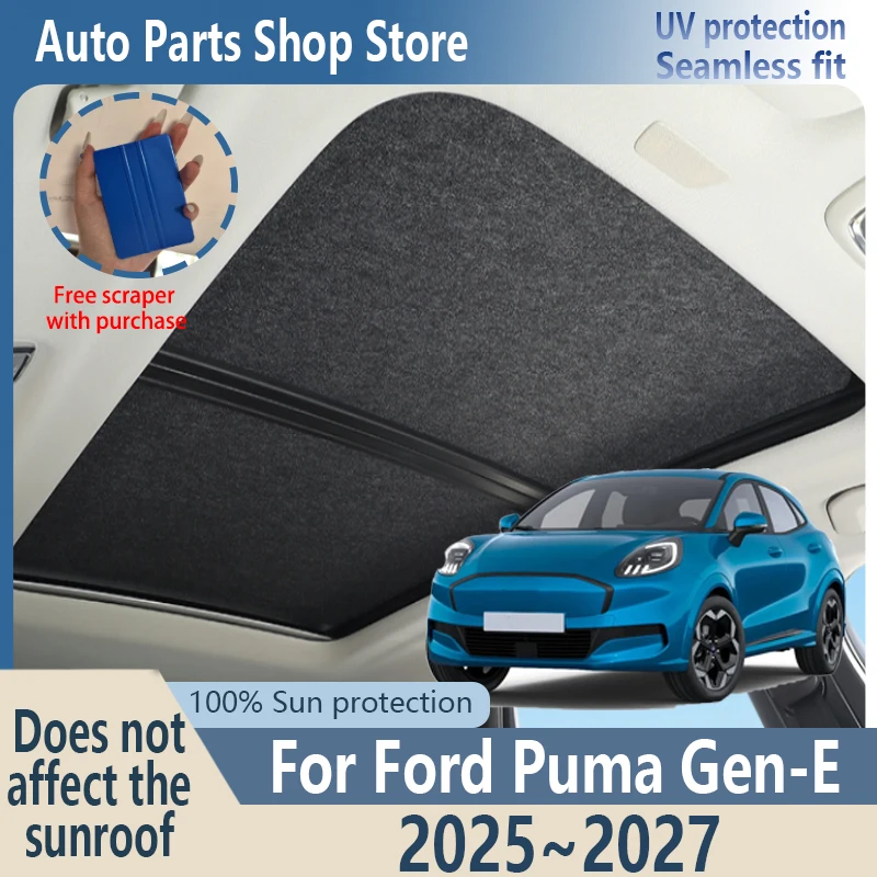 Protección Solar para Ford Puma Gen-E 2025~2027, Visera de Aislamiento para Techo Panorámico de Auto, Tela de Adsorción Electrostática Anti-UV