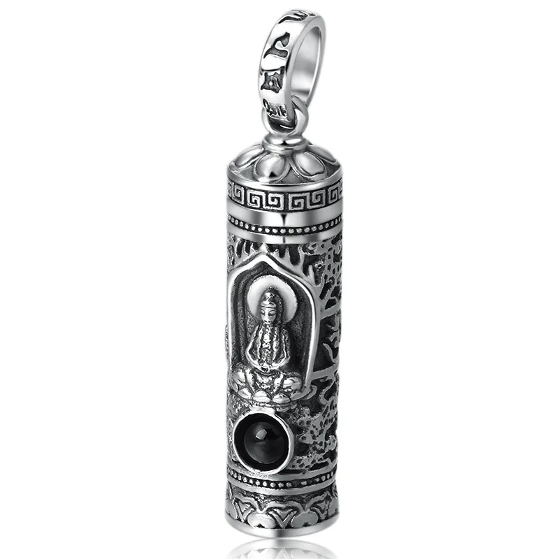 BOCAI S999 ciondolo in argento Sterling per uomo donna Nano Projection Heart Sutra Life Guardian Buddha amuleto gioielli spedizione gratuita