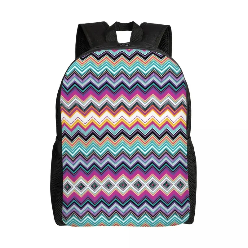 Color Layers Zig Zag Backpack for Boys Girls Bohemian Camouflage Modern School College Travel Bags Bookbag Fits 15 Inch Laptop