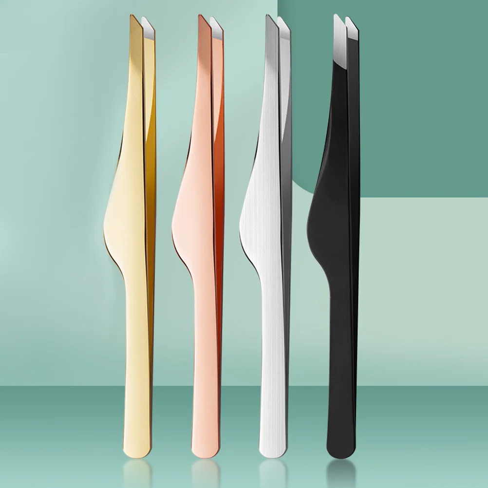 4 pezzi pinzette per sopracciglia in acciaio inossidabile strumento applicatore per ciglia di precisione pinzette per estensione ciglia accessori di bellezza professionali