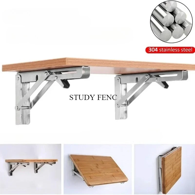 2PCS 6/8/10/12 Inch Folding Shelf Bracket Stainless Steel Kitchen Seasoning Rack Wall Mounted Shelf Bracket Hardware Accessories