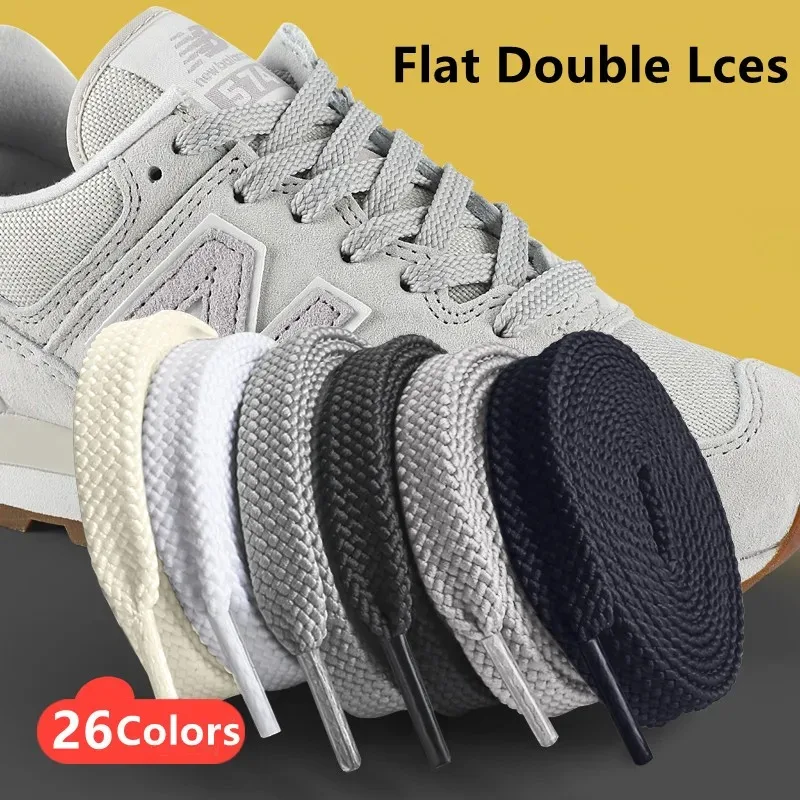 1Pair Flat Classic Thicken Shoelace Black White Solid Shoelaces for Sneakers Running Sports Basketball Shoe laces Casual Strings