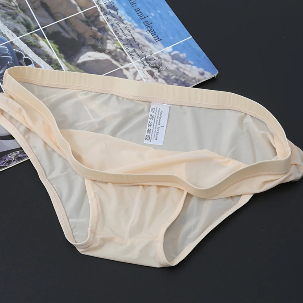 Super Thin Men's Ice Silk Breathable Skin Friendly Transparent Triangle Pants Elastic Panties Man Briefs Shorts