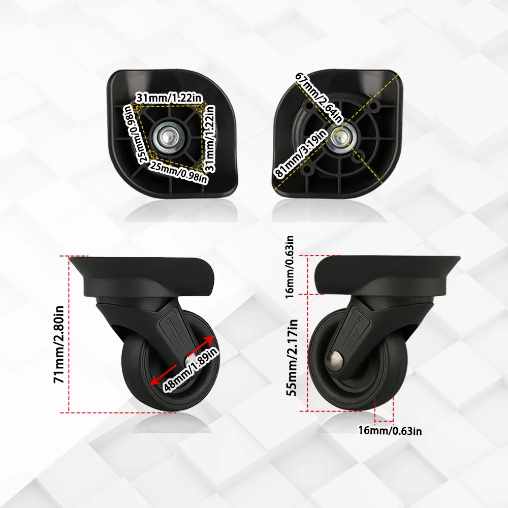 4PCS Trolley Suitcase Wheel Luggage Customs Box Repair Accessories Replace Shock Absorption Non-Slip Universal Wheels