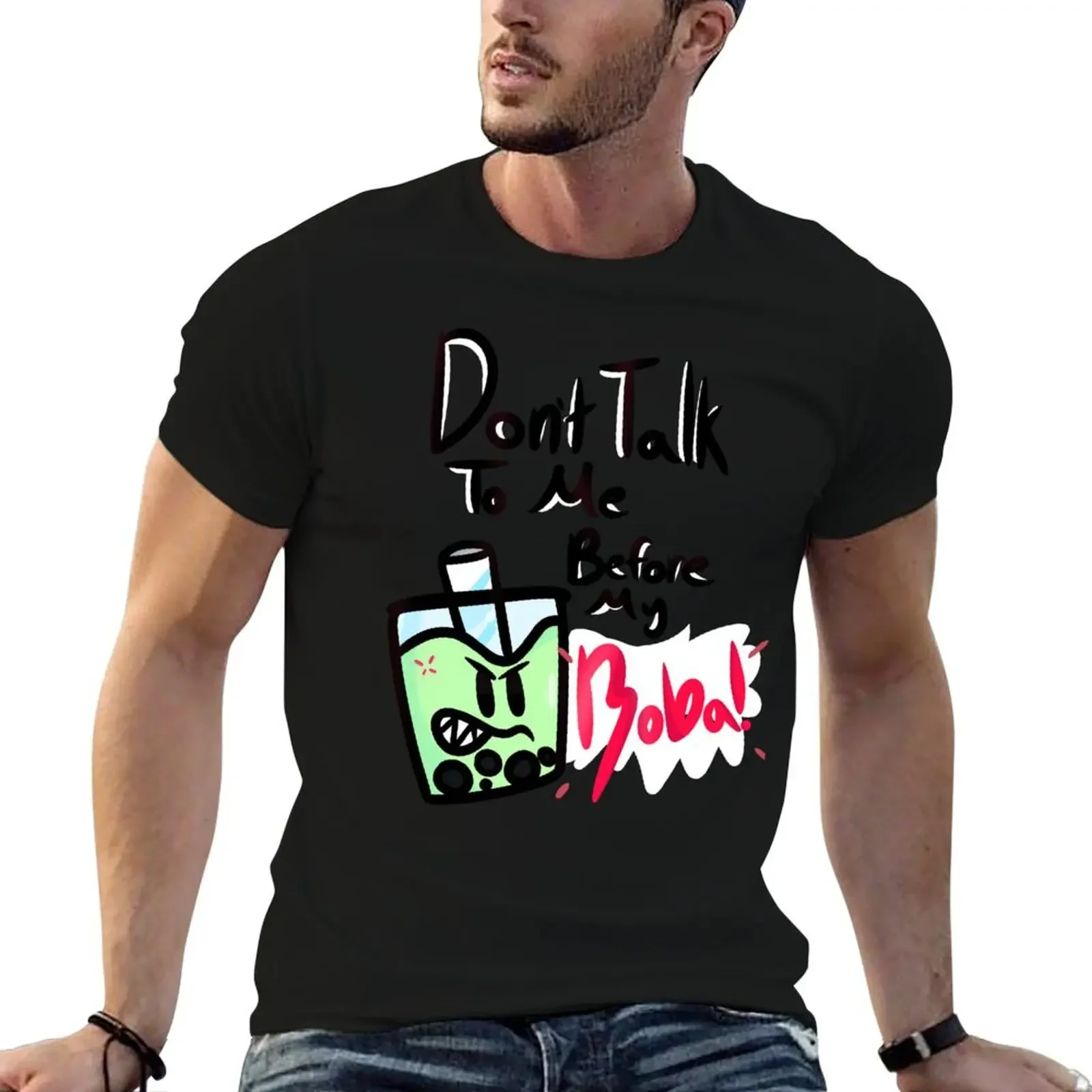 

Don't Talk To Me Before My Boba T-Shirt oversized essential t shirt boys whites mens graphic t-shirts big and tall