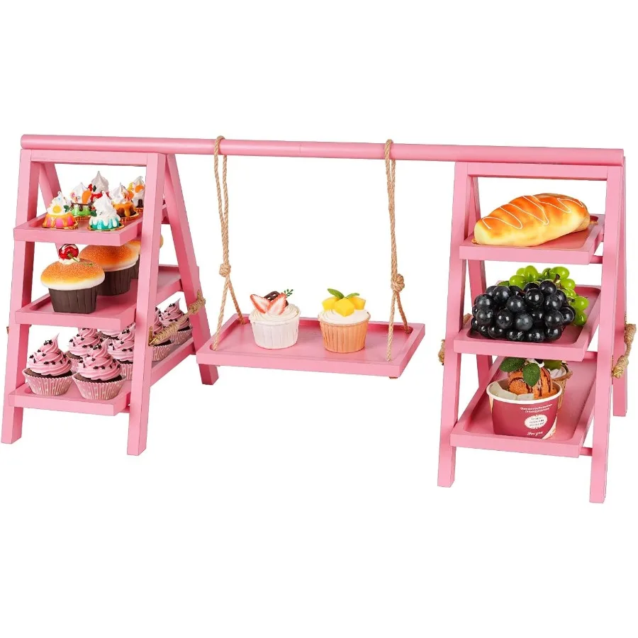 

Wooden Cupcake Stand 3 Tier Cupcake Display Stand for Dessert Display Dessert Stands with Serving Tray and Foldable Stand for P