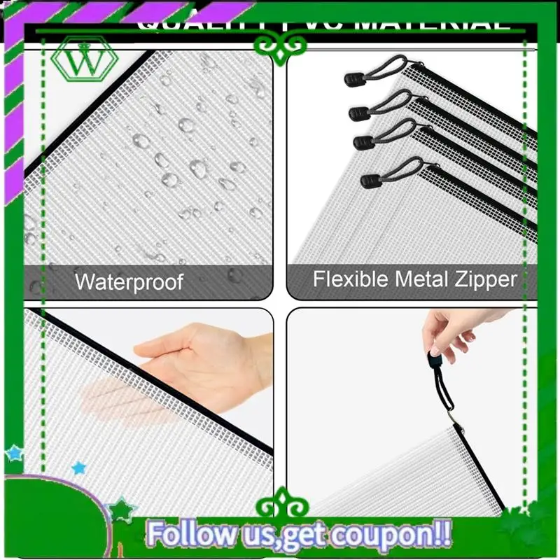 

Reliable-Mesh Zipper Bags,24 Clear Zipper Pockets,A4 Letter Size, Zipper Folder Organizer Storage Bags For School,Office Supplie