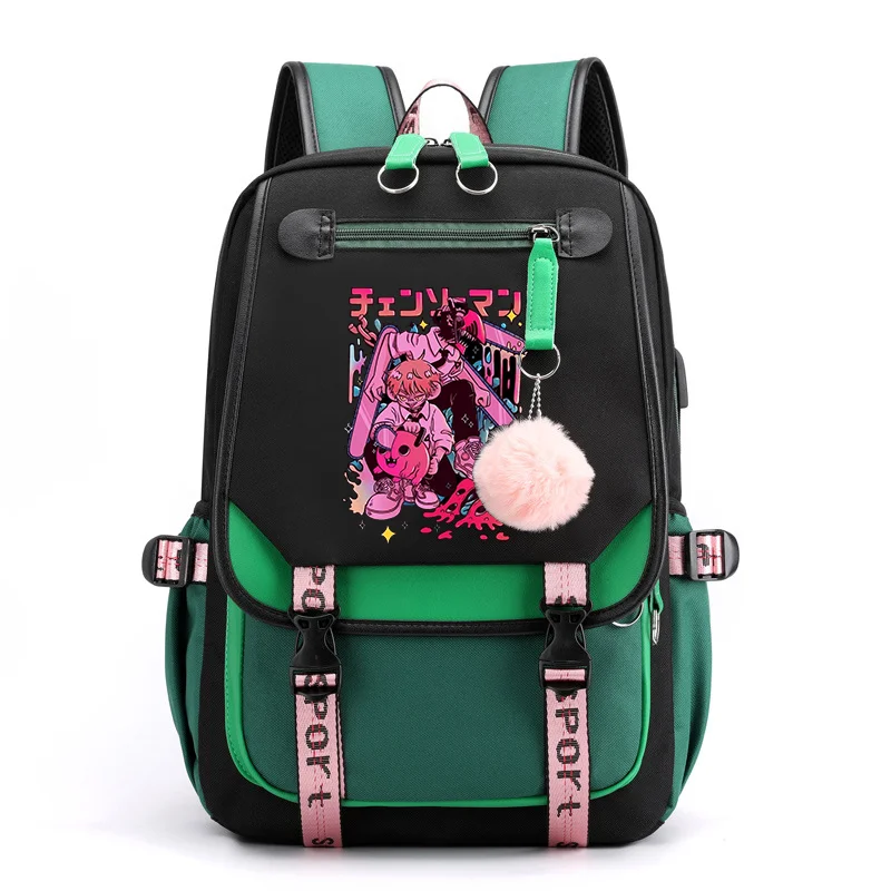 Ransel Anime Harajuku, ransel Laptop kapasitas besar, ransel ritsleting USB, ransel Anime jalanan remaja, ransel Anime Harajuku