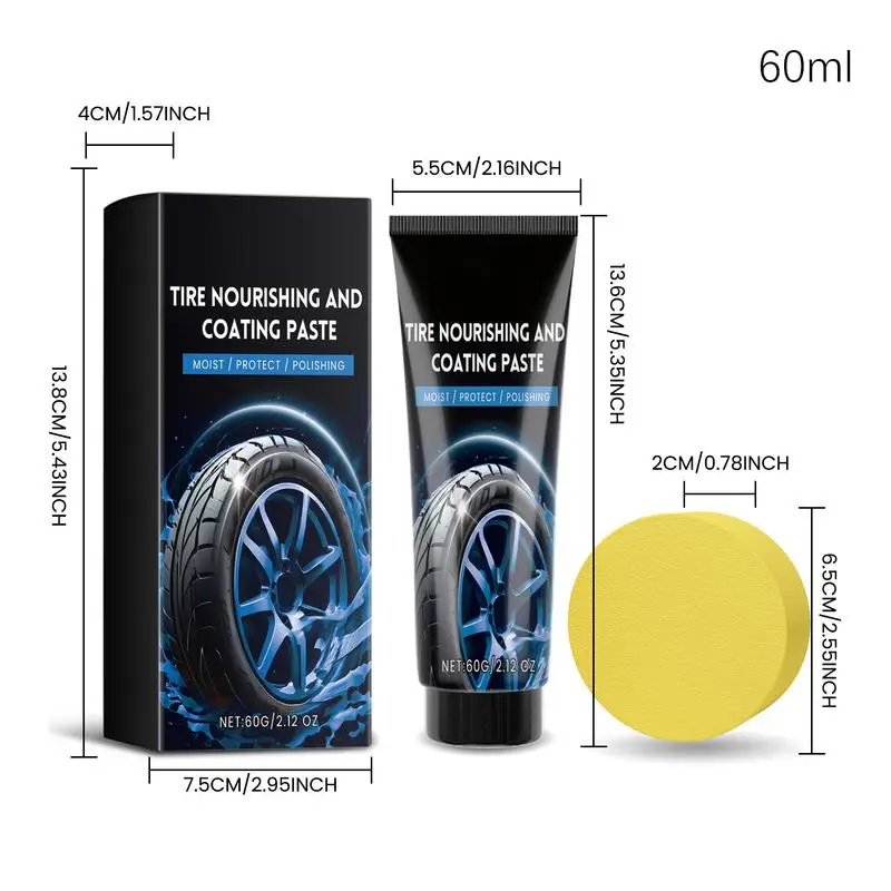 

Car Tire Coating Paste 60ml UV Protection Car Tire Dressing Coating Paste Tyre Stain Remover Automotive Maintenance Paste For