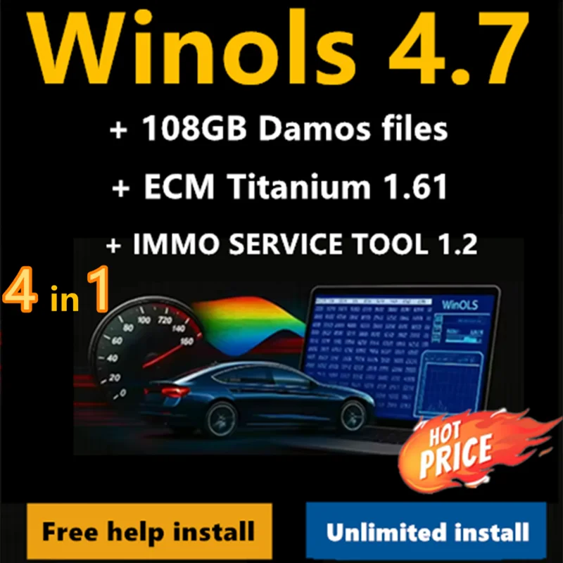 Newest 4 in 1 Winols 4.7 Full Activated +108GB Damos + ECM TITANIUM 26100 ECU Programming Tool Software+ Immo Service Tool V1.2