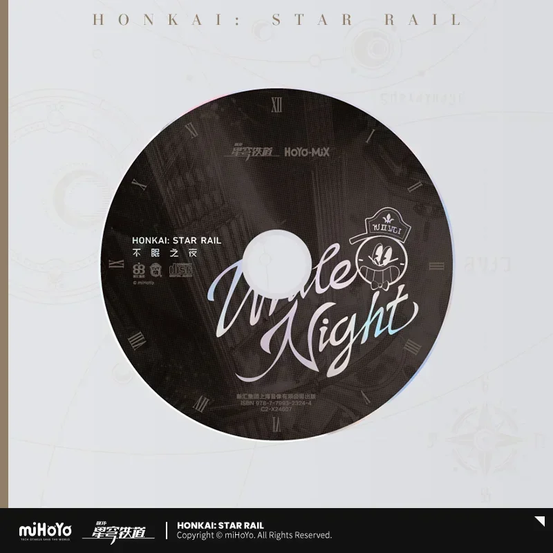 MiHoYo Honkai: Star Rail "Sleepless Night CD musik, sampul buku lirik. Lagu Mandarin, Korea, Inggris, Jepang, + iringan