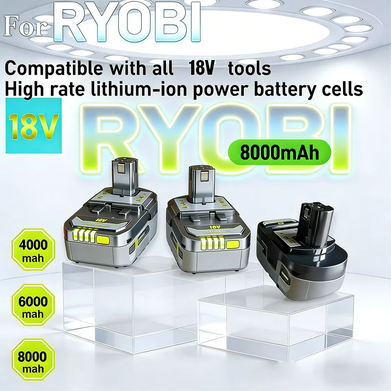 

NEW RYOBI 18V ONE+ 8.0Ah High-Capacity Lithium Battery, 2026 Upgrade,For Long Runtime with All ONE+ Series Cordless Power Tools