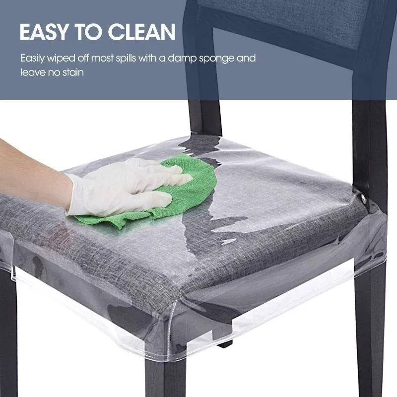 Dinning Seat Covers Transparent PVC Waterproof Pet-proof Chair Covers Protectors Anti Scratch Dustproof Slipcover with Magic