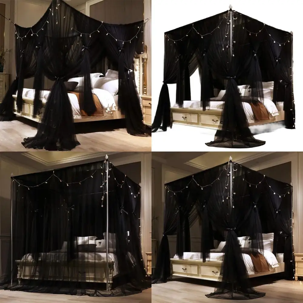 Dossel de cama princesa de camada dupla com mosquiteiro para meninas e adultos - preto, tamanho duplo 47x78x82