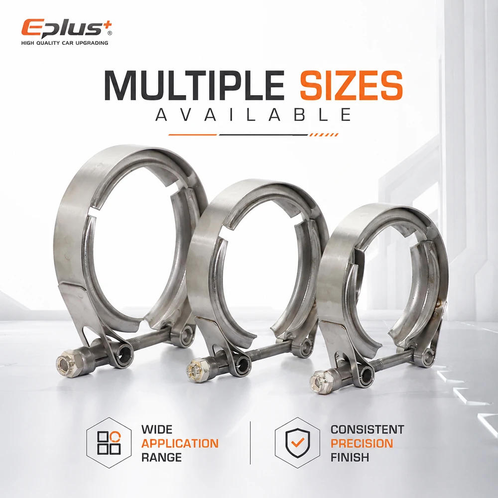 EPLUS Universelle 304 Edelstahl 1,5~6 Zoll V-Band Klemme T-Bolzen V-Typ Auspuffklemme für Auto Turbo Auspuffrohr Schalldämpfer – Detail 4