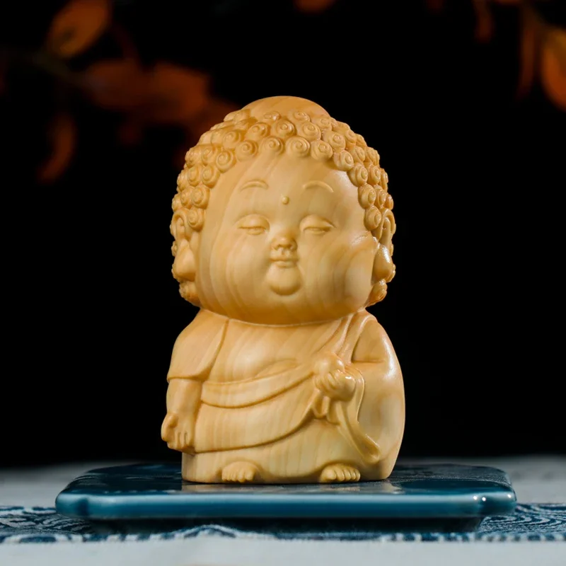 

Boxwood Sakyamoni small Tathagata Buddha solid wood carved tabletop decoration living room decoration car decoration