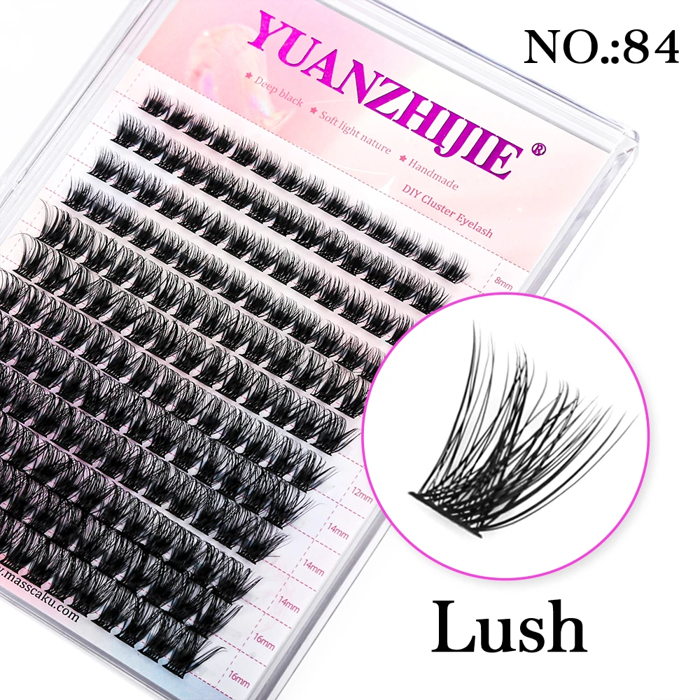 YUANZHIJIE DIY 120 STKS Cluster Wimpers 3D Natuurlijke Bos 8-16mm D Krul Gesegmenteerde Beam Individuele Nertsen getufte Wimper Fijne Lash Tip