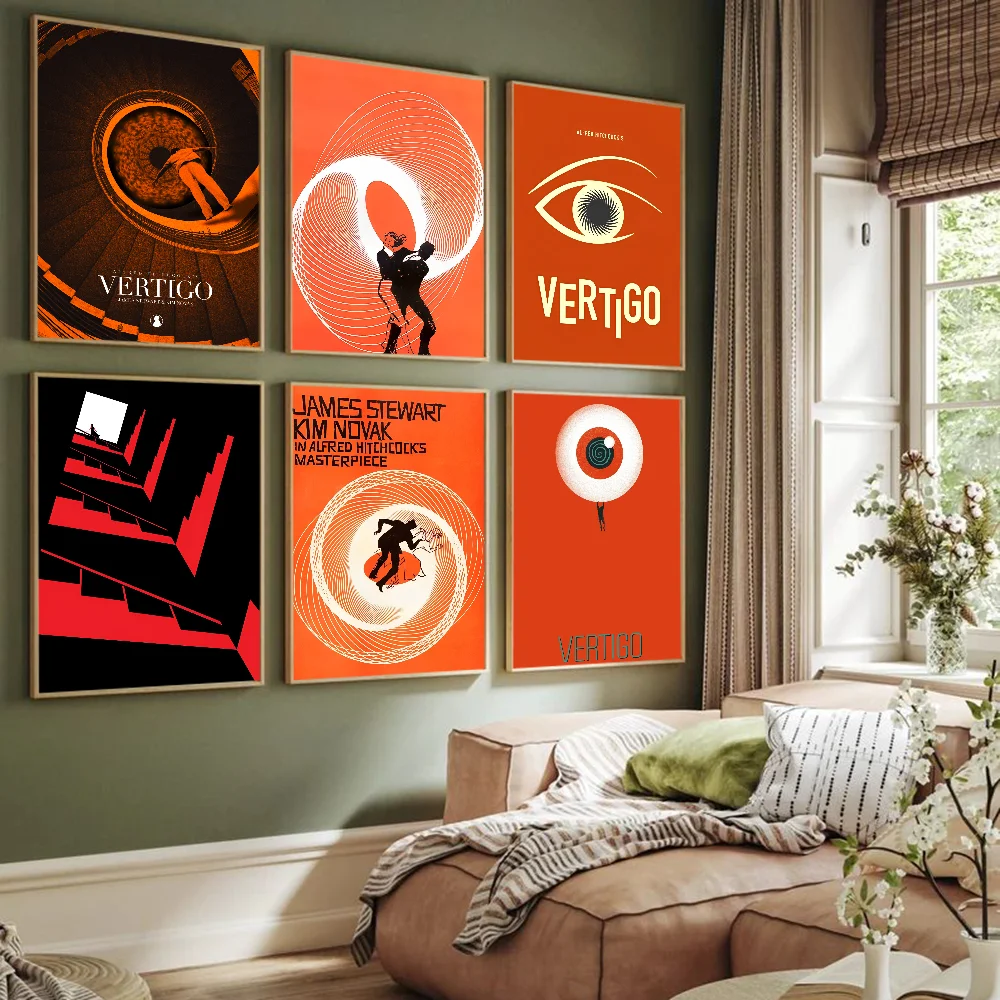 Vertigo Film Retro Classic Movie Posters Vintage Room Bar Cafe Decor Stickers Wall Painting