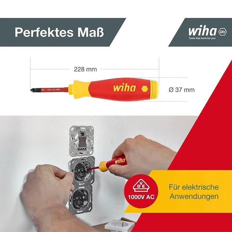 Juego de destornilladores aislados Wiha 4 en 1, herramienta aislada de 1000 V, herramienta manual multifuncional para electricistas profesionales 45296
