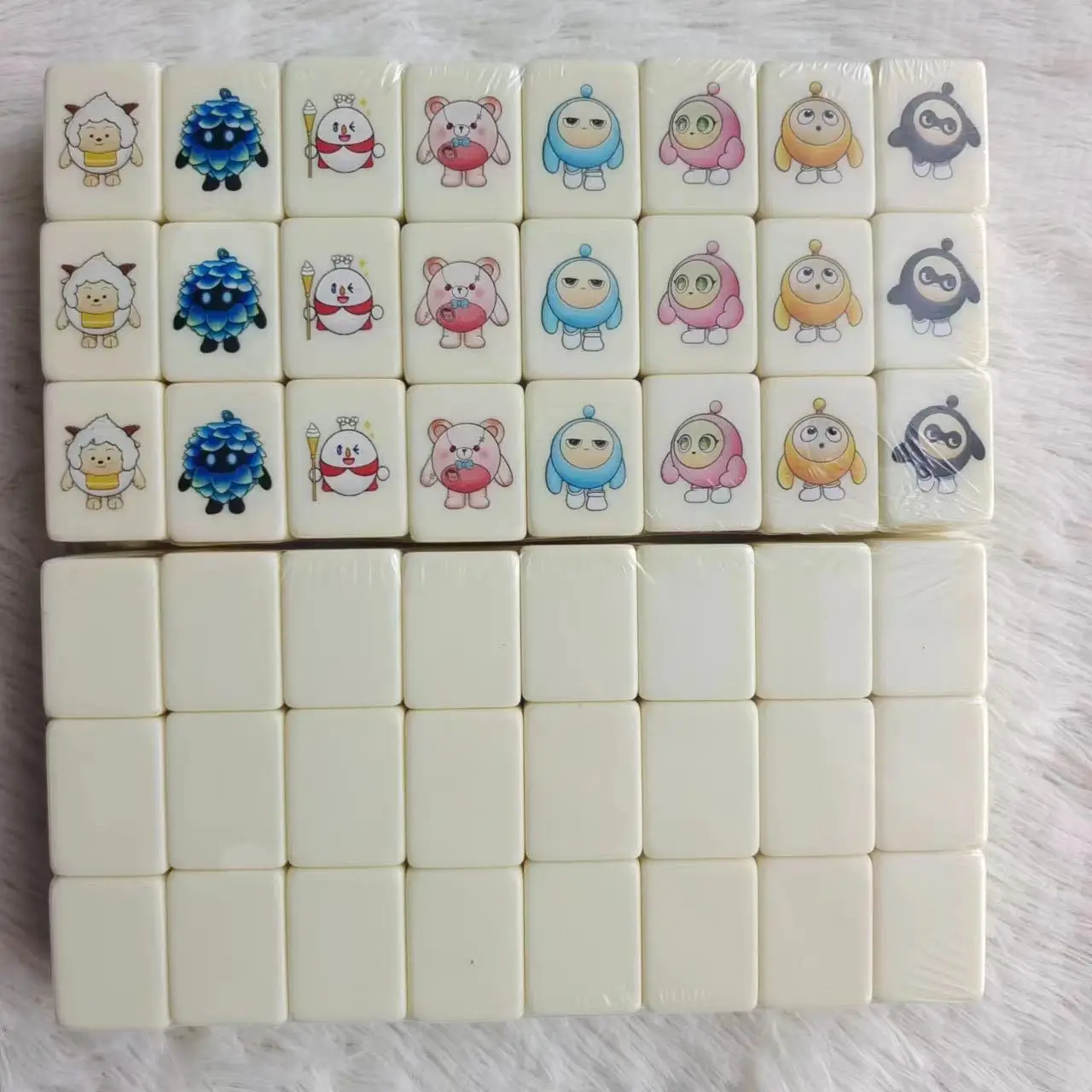 24mm Mahjong Blocks 48 Pcs 64 Pcs Mahjong Anipop Flag Meme Animal Mahjong Tile Game Pattern Battle Chess Toys Seaside Escape