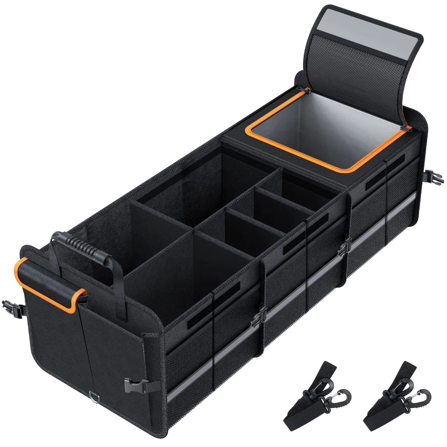 FY Large Capacity Foldable PP Car Storage Box with Insulated Mesh Bag, Multifunctional Portable Organizer