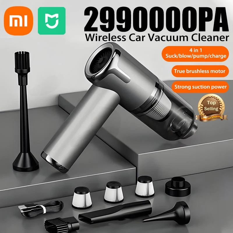 Xiaomi 2990000pa 4-In-1 High Power Durable Car Hoover Blowing Suction Dual-Use Cordless Portable Hoover Car Electronic Appliance