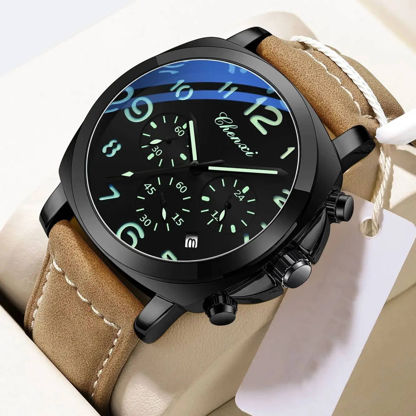 

CHENXI брендовые роскошные мужские наручные часы с хронографом, водонепроницаемые светящиеся часы высокого качества, мужские спортивные часы с датой, мужские кварцевые часы