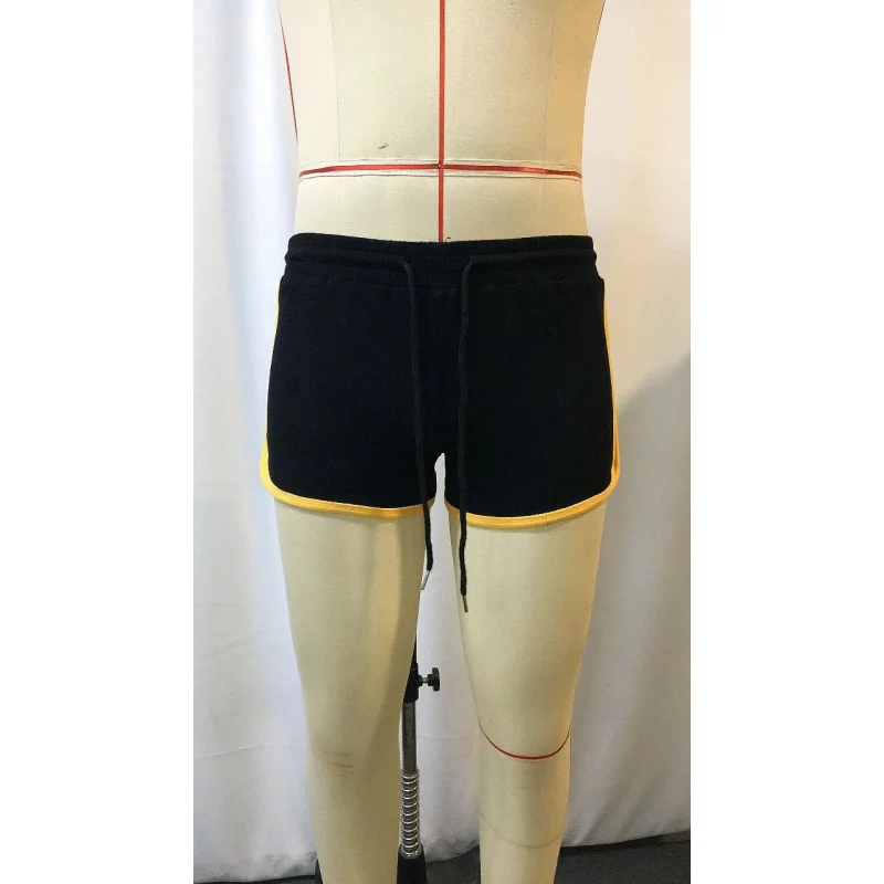 2026 Summer Men's Vertical Stripe Contrast Color Elastic Shorts Outdoor Breathable Running Sports Casual Bottoms