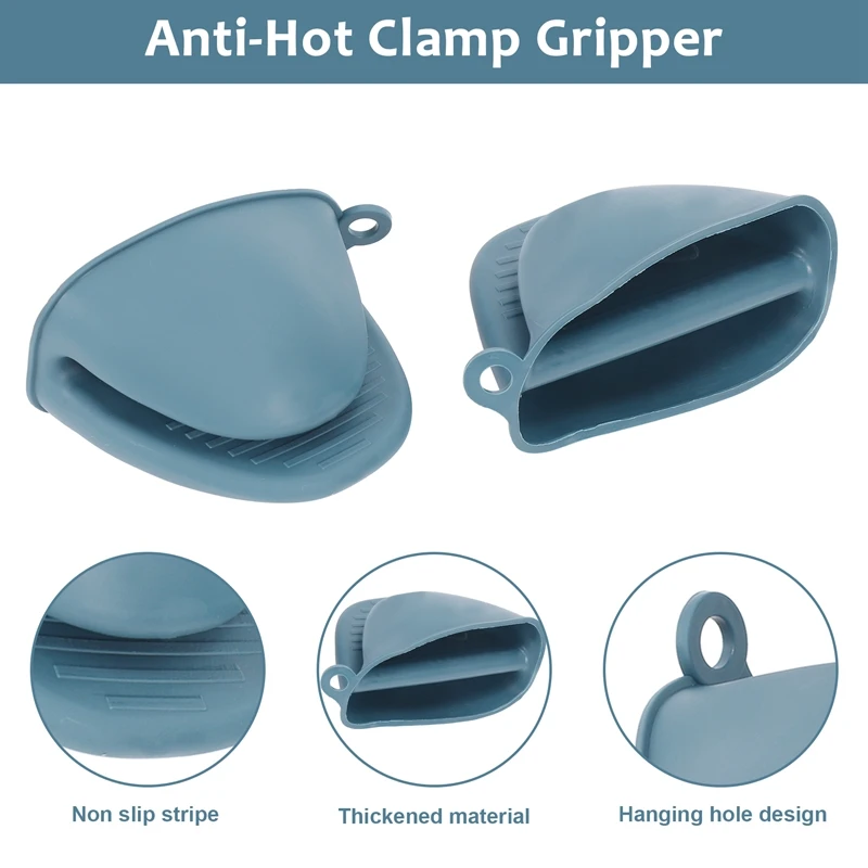 ถุงมือซิลิโคนกันลื่นที่จับกันร้อนที่หนีบกระทะหม้อร้อนเครื่องมือหนีบยึดชามจานร้อน (เหมาะกับ)