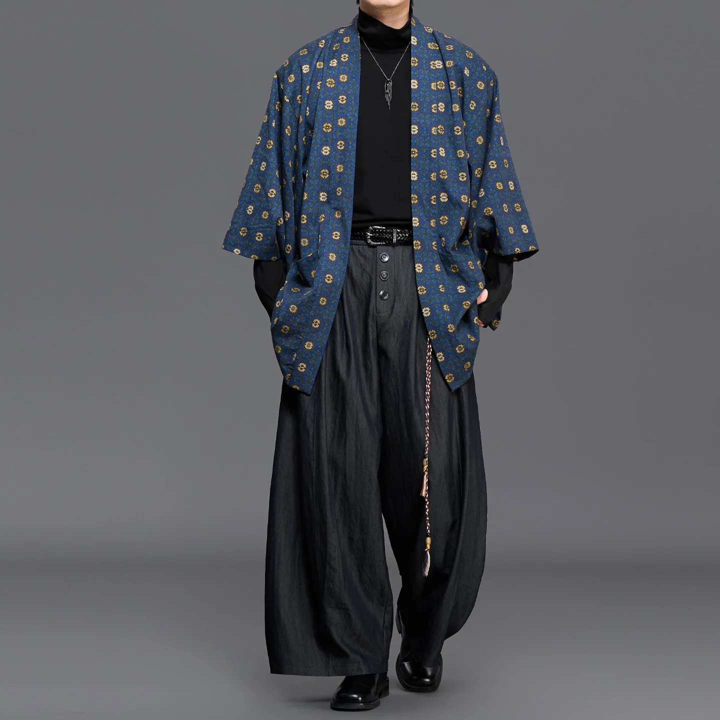 Fall 2026 Designer Cut Royal Blue Royal Pattern Robe Cardigan Boys and Girls Retro New Chinese Style Coat