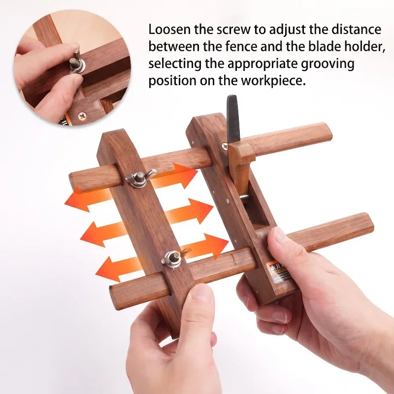Adjustable Width Wooden Grooving Plane Hand Planer Woodworking Groove Router Plane Carpenter Hand Cutting Tool Manual Planer