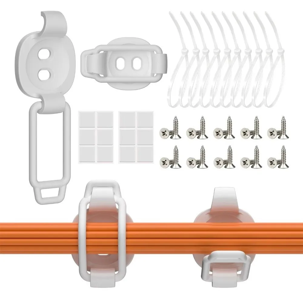 10 Pack Cord Control Adjustable Cable Clips Self-Adhesive Reusable Desktop Cable Management Elastic Cord Organizer Indoor
