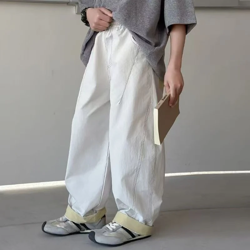 Boys Quick Dry Cargo Pants 2026 New Kids Summer Splicing Casual Joggers Trousers