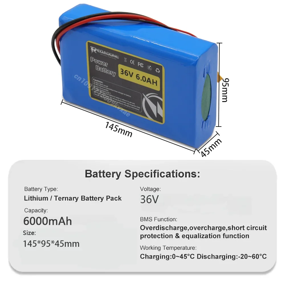 6.0Ah Rechargeable Battery for Electric Scooter / Hoverboard / E-Bike – High Capacity Power Pack 216Wh