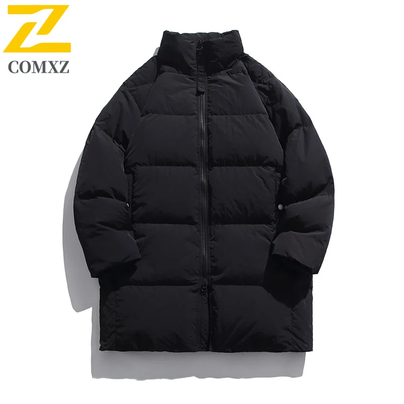 COMXZ 2025 Winter High Quality Down Jacket New Stand Collar Snow Ski White Duck Down Puffer Coat Fashion Warm Thermal Outerwear